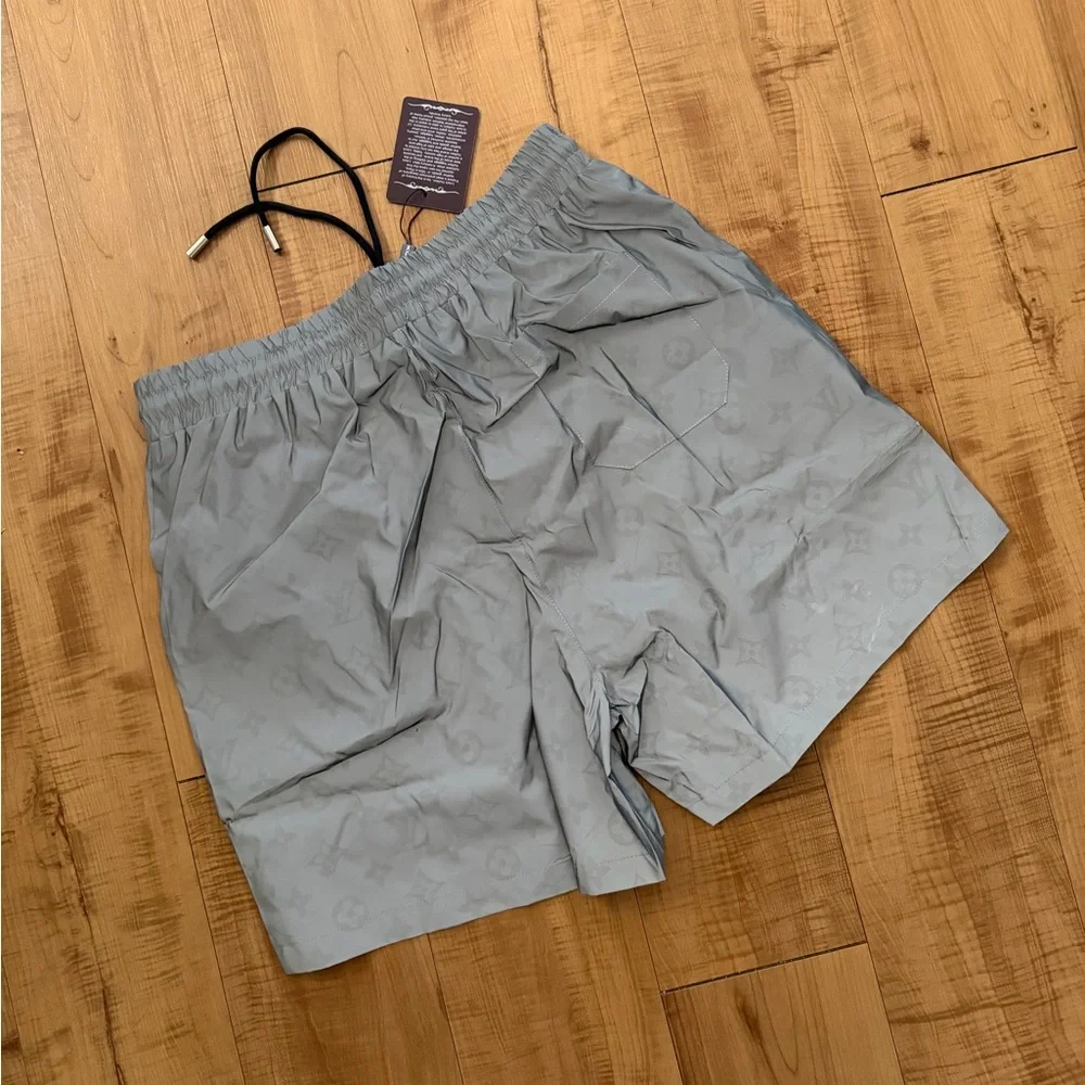 Black Monogram-Print Men's Swim Board Shorts